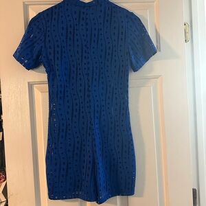 Fun Blue Stretch Eyelet Romper